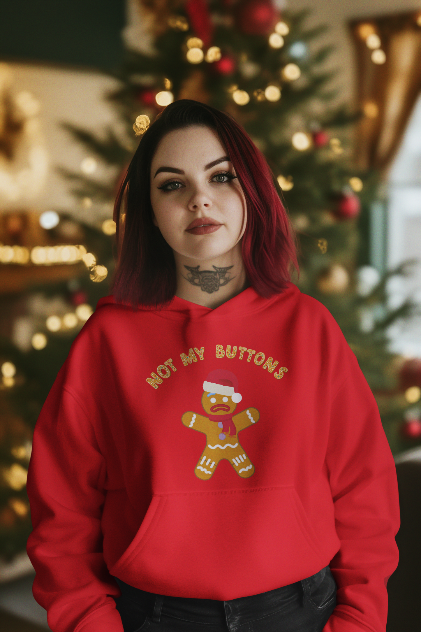 Not My Buttons! Festive Gingerbread Man Hoodie for Christmas Cheer