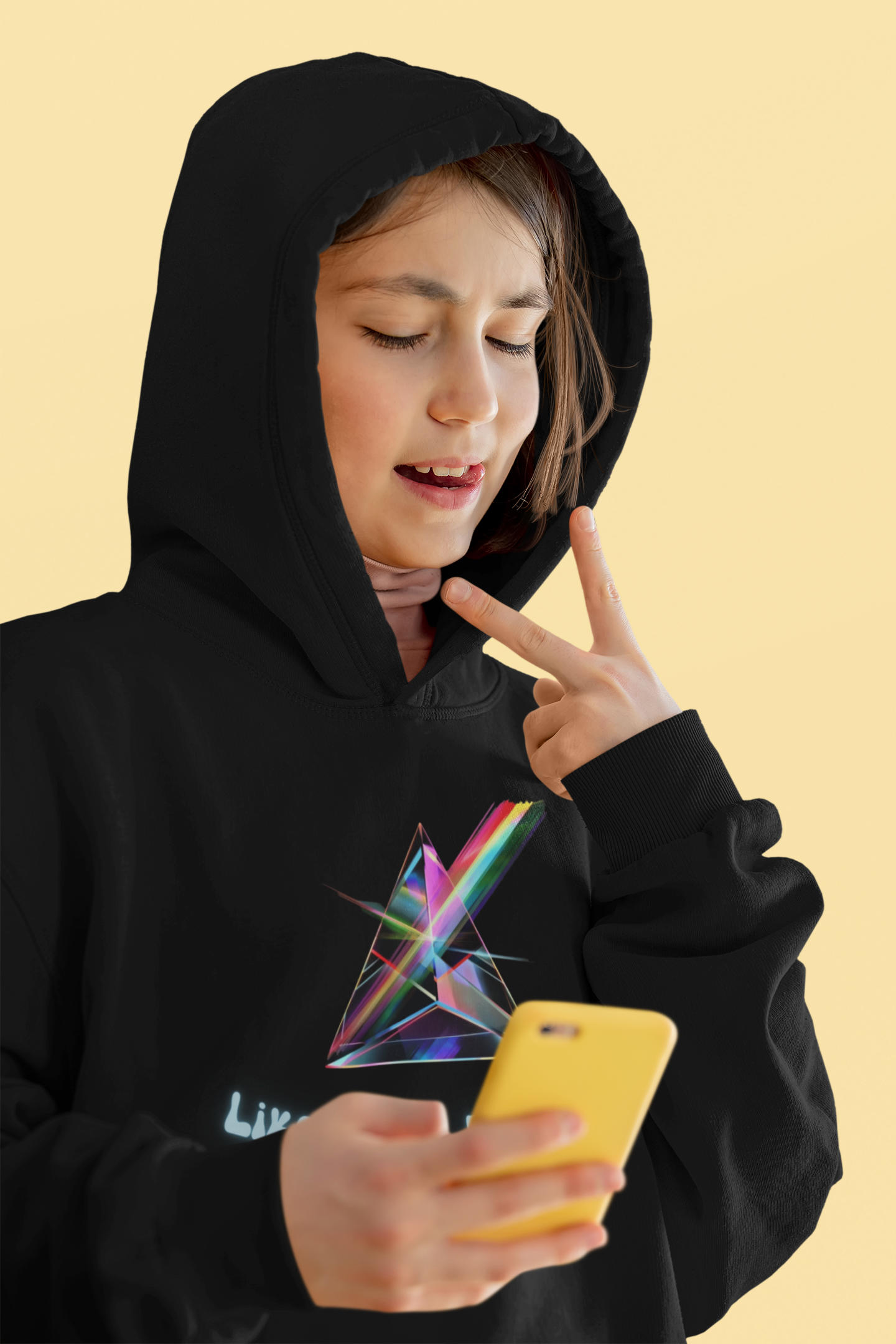 STEM Hoodie: Science - Like Magic, But Real | Triangular Prism Crystal with Rainbow Light