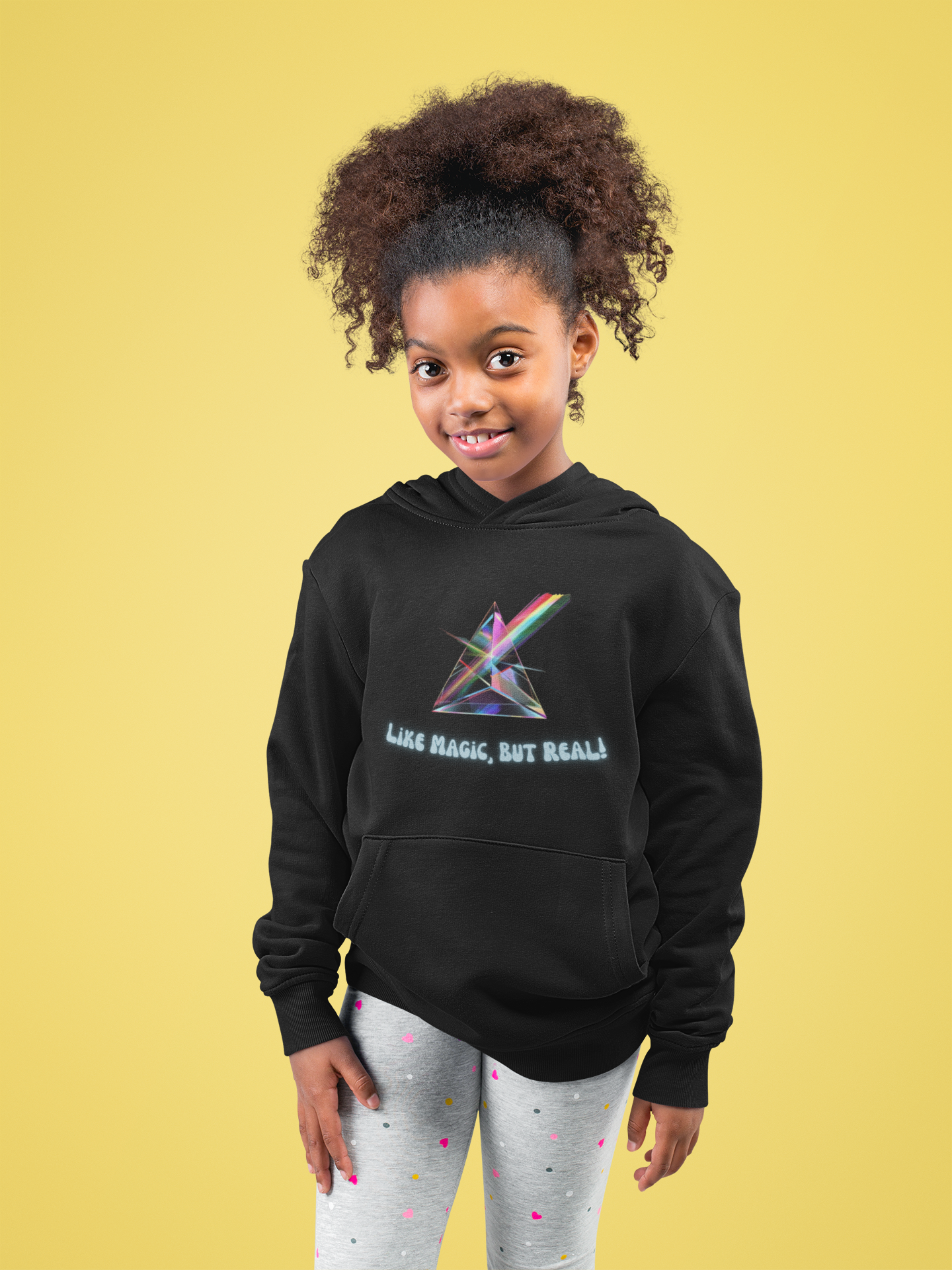 STEM Hoodie: Science - Like Magic, But Real | Triangular Prism Crystal with Rainbow Light