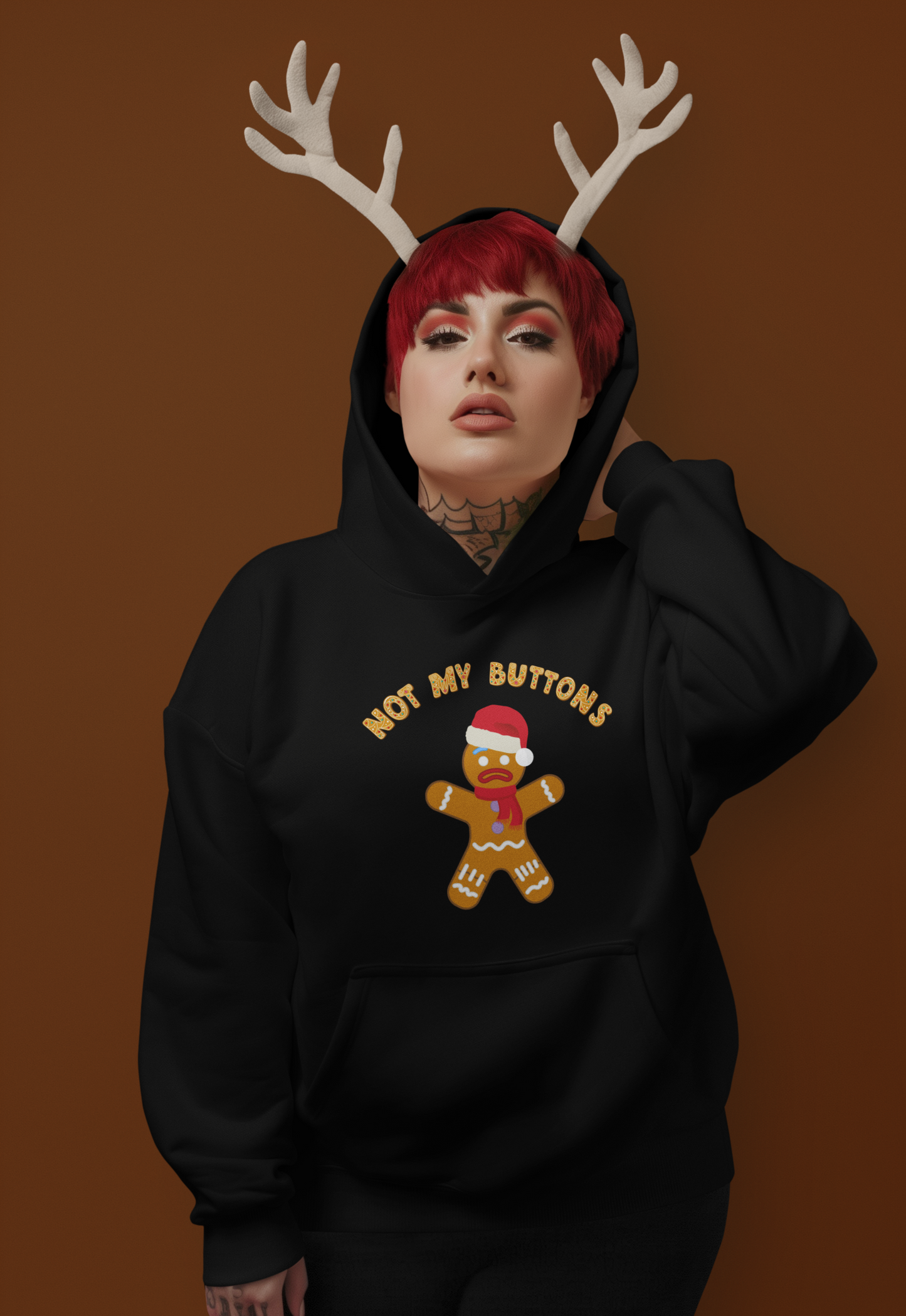 Not My Buttons! Festive Gingerbread Man Hoodie for Christmas Cheer