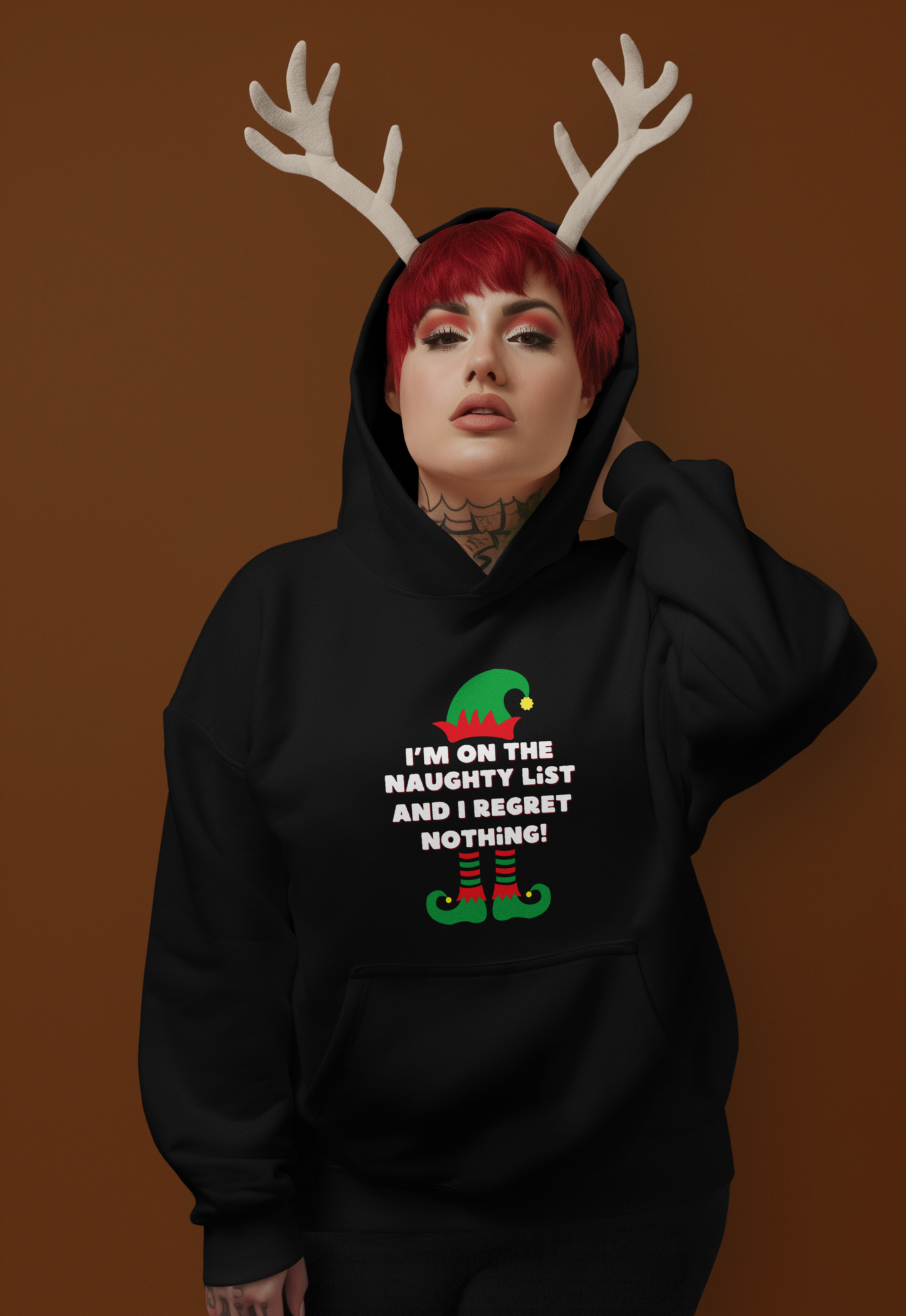 Naughty List Hoodie – Black - No Regrets, Just Christmas Mischief!