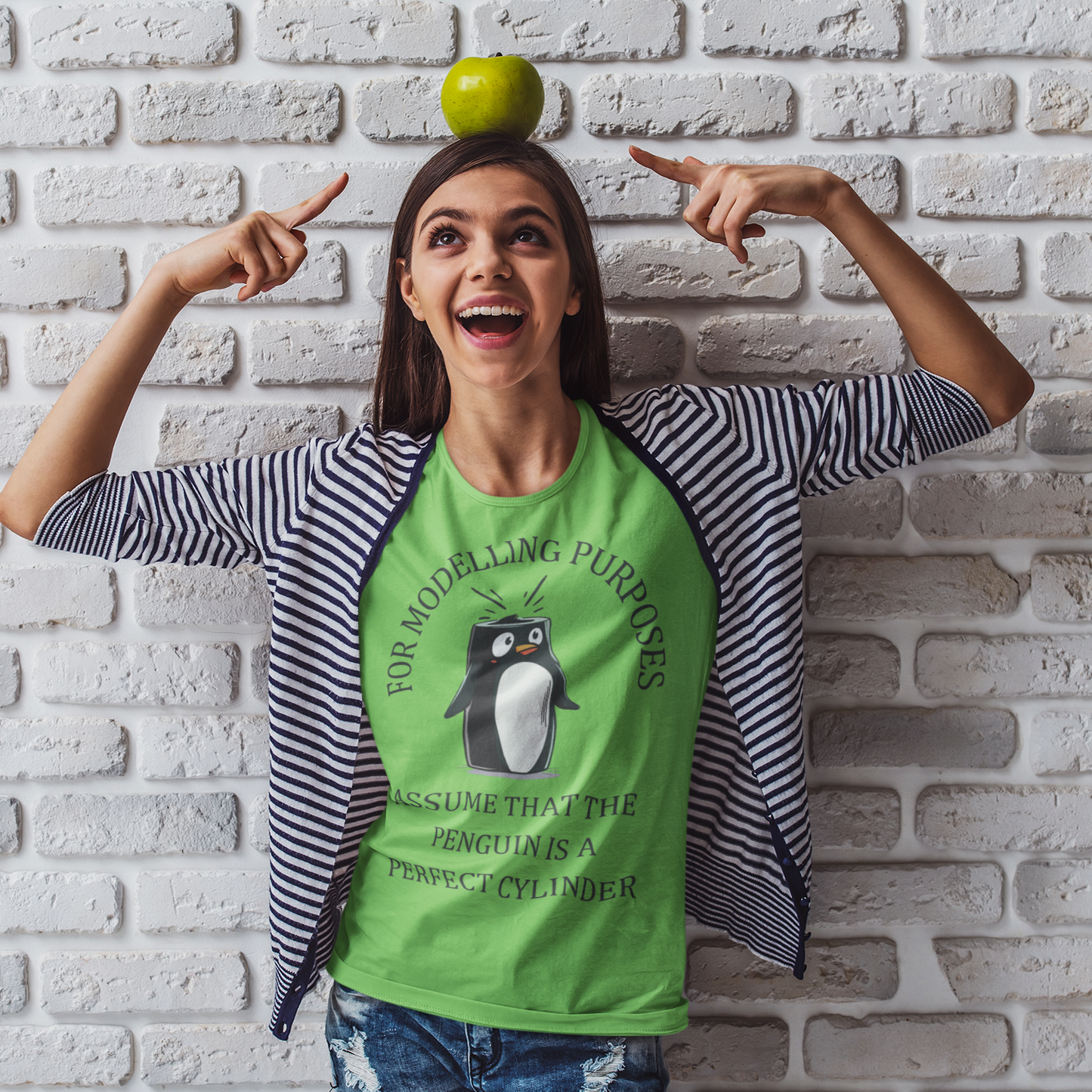 Kids' STEM Maths T-Shirt: Cylindrical Penguin Fun!