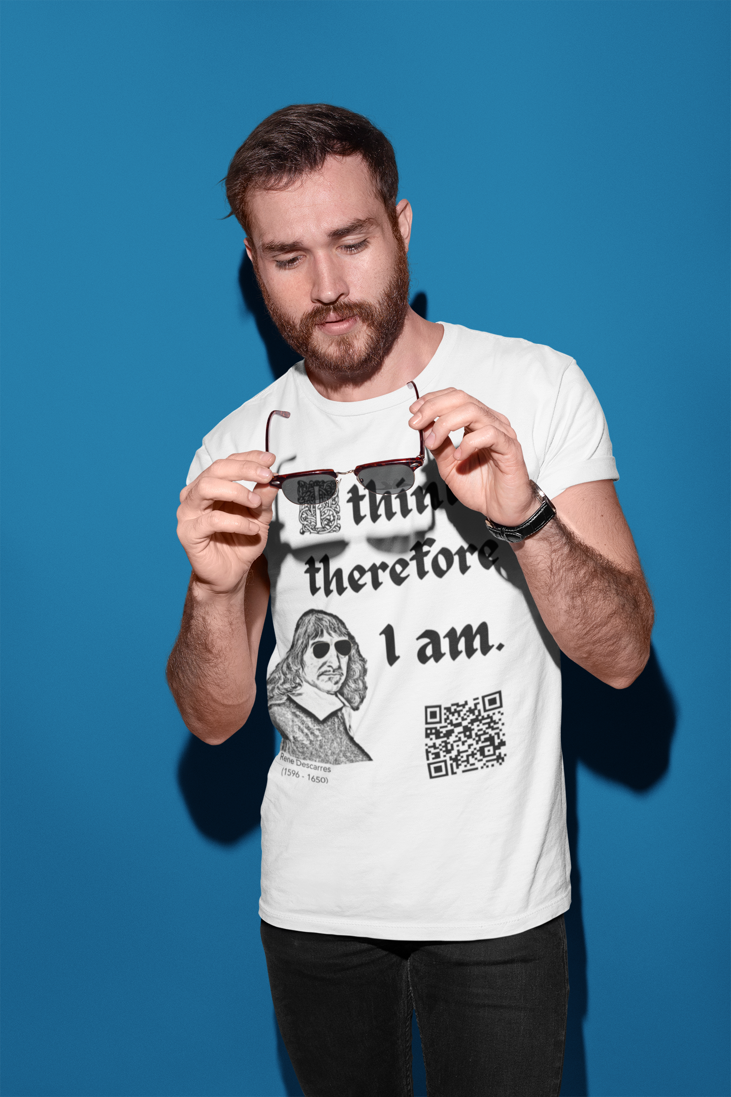 Rene Descarres "I think, therefore I am" (Maths Inspired Interactive T-Shirt)