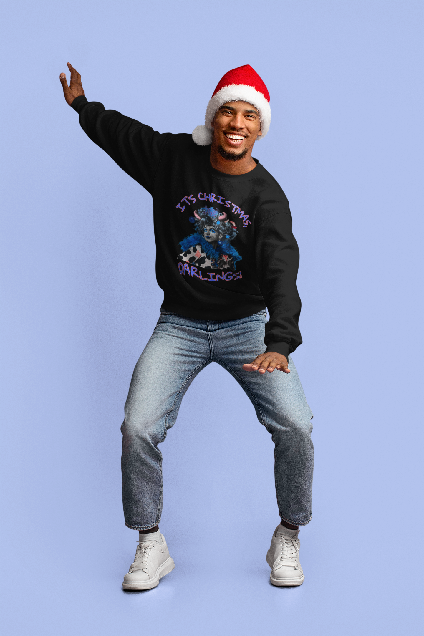 Men’s Panto Dame Christmas Sweatshirt – 'It’s Christmas, Darlings!' Ugly Sister Theatre Sweater