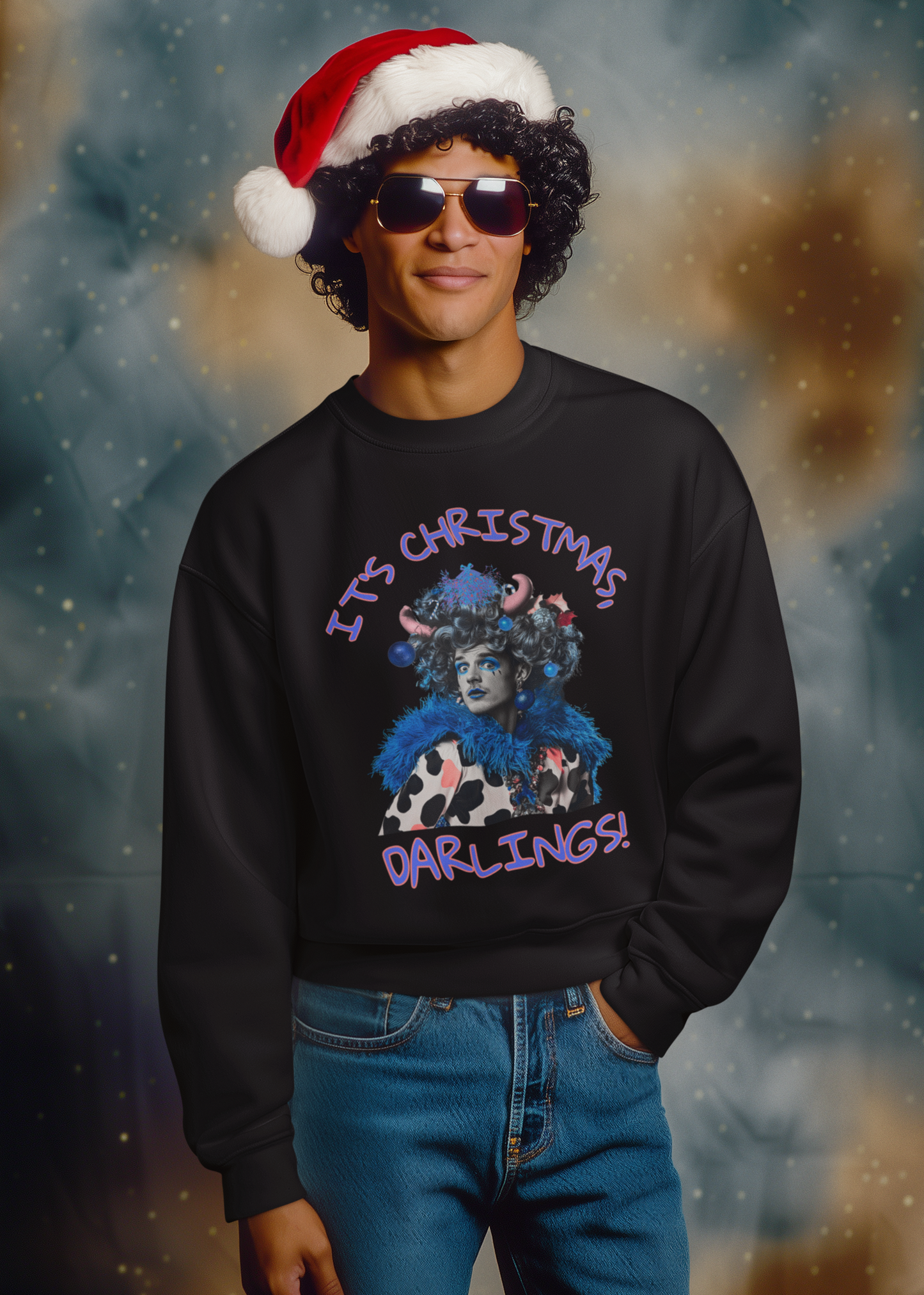 Men’s Panto Dame Christmas Sweatshirt – 'It’s Christmas, Darlings!' Ugly Sister Theatre Sweater