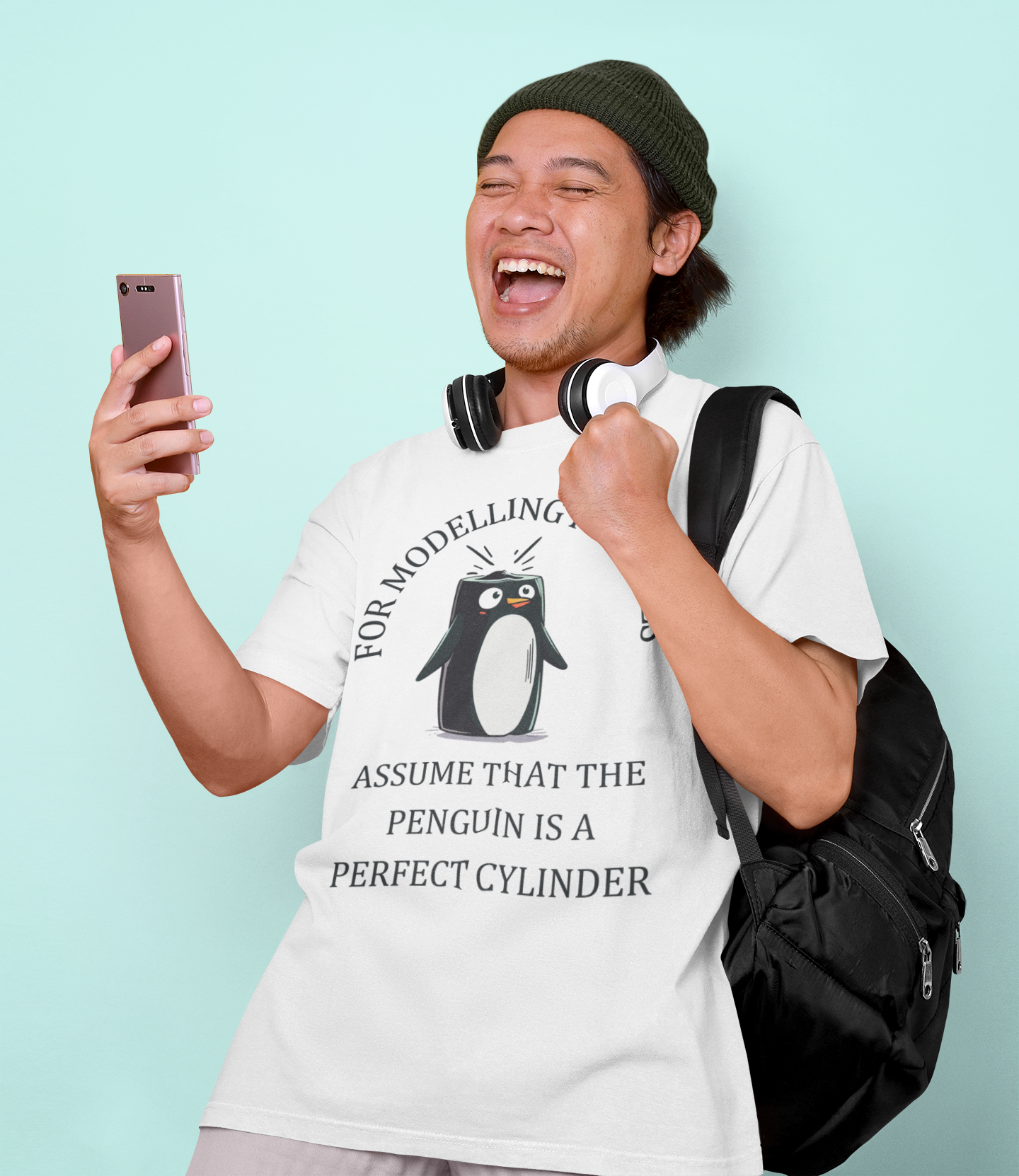 Unisex Maths Humour T-Shirt: Perfect Cylinder Penguin