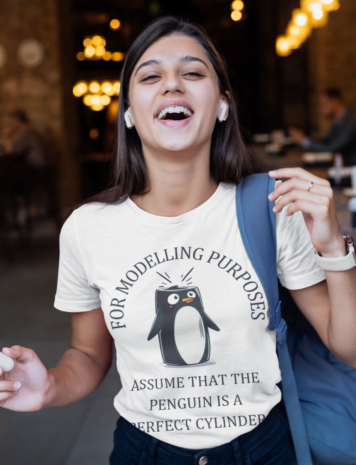 Unisex Maths Humour T-Shirt: Perfect Cylinder Penguin