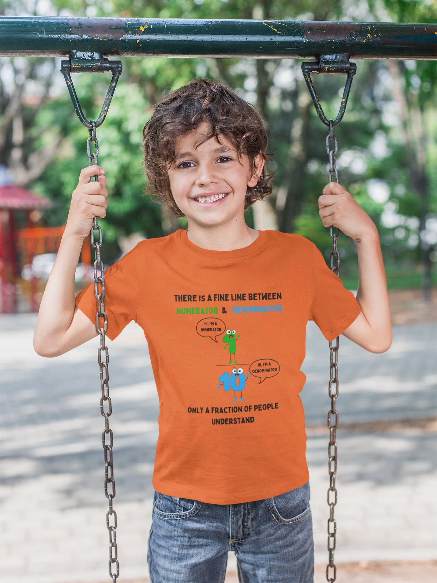 STEM-Themed Maths Humour Kid's T-Shirt: Fine Line Between Numerator and Denominator