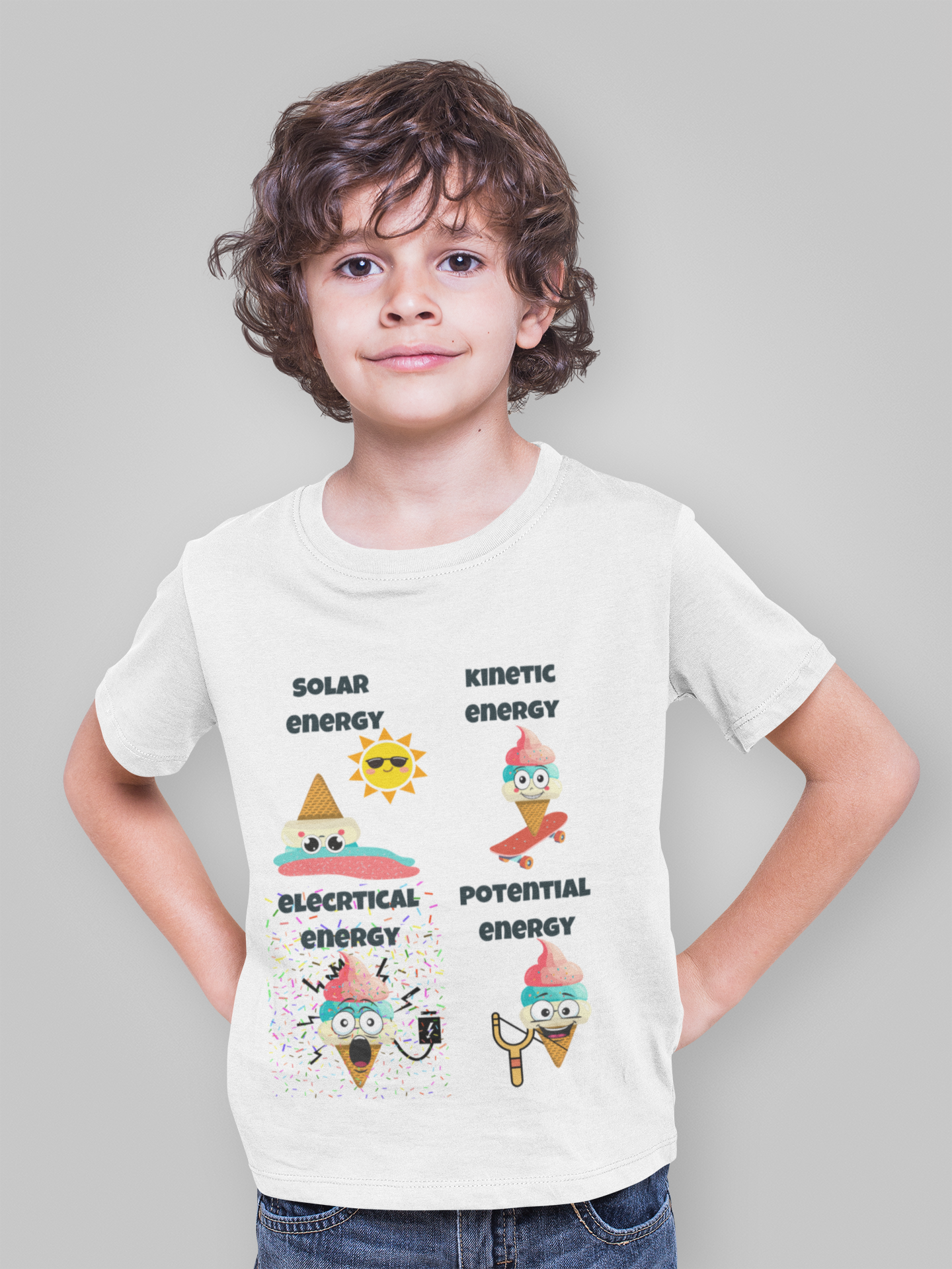 STEM Physics Fun: Ice Cream Energy T-Shirt for Kids