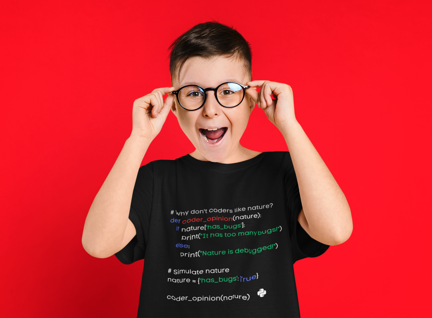 "Why don't coders like nature? // It has too many bugs!" - STEM T-shirt for Coders