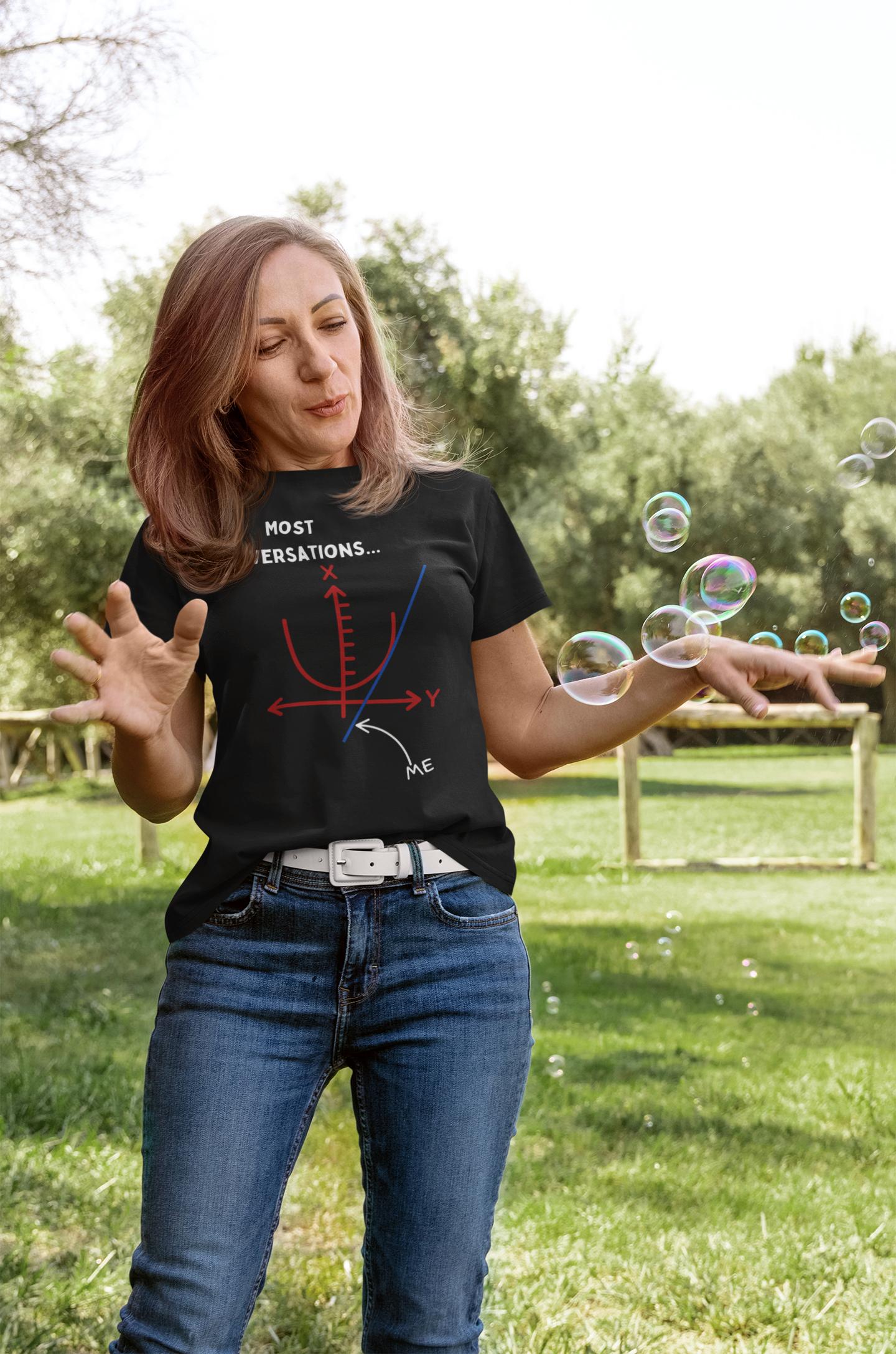 "Going Off on a Tangent" Adult Unisex T-Shirt  Smart Maths Humour for the Sharp-Minded