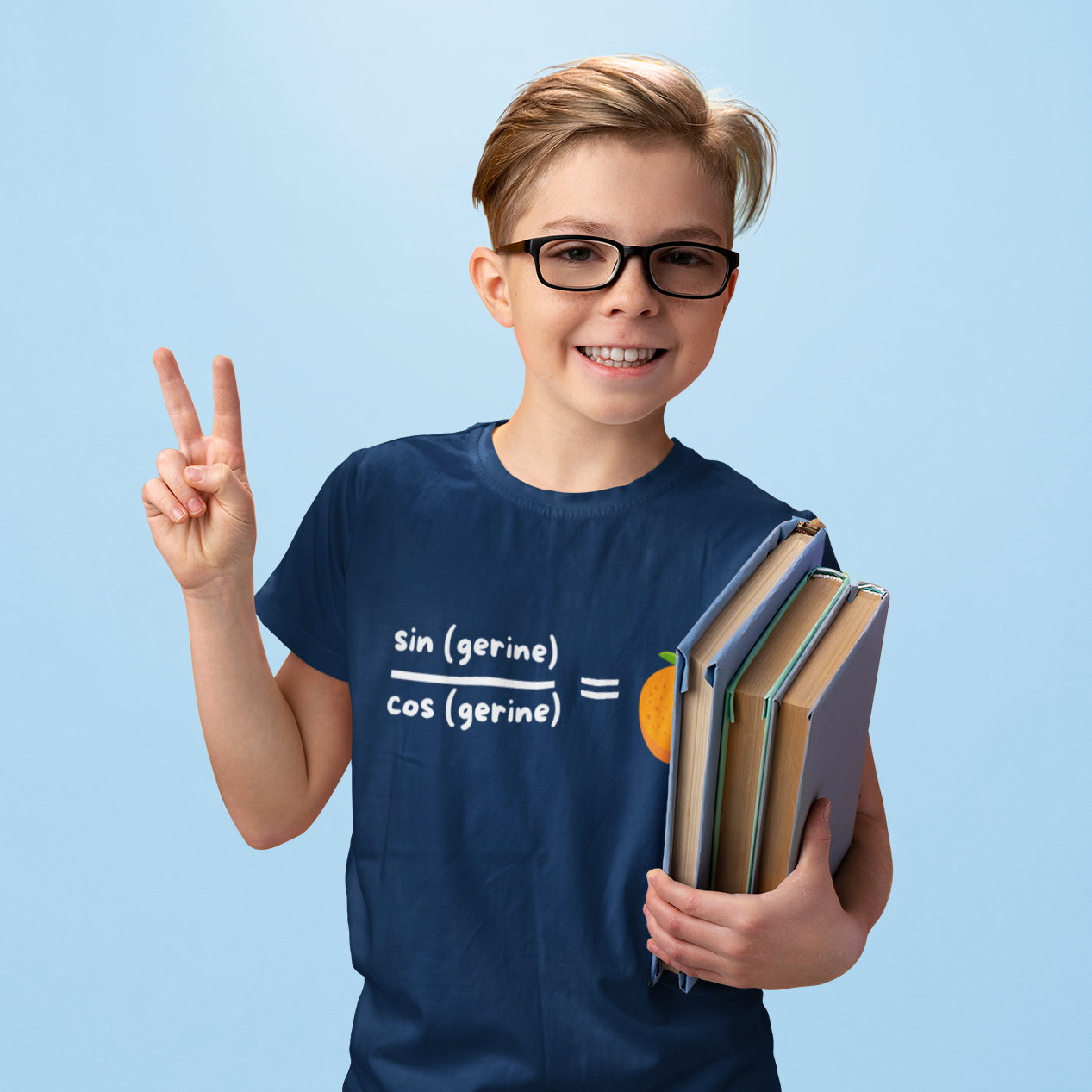 STEM-Themed Maths Humour Kid's T-Shirt: Sin(gerine) Over Cos(gerine) Equals Tan(gerine)