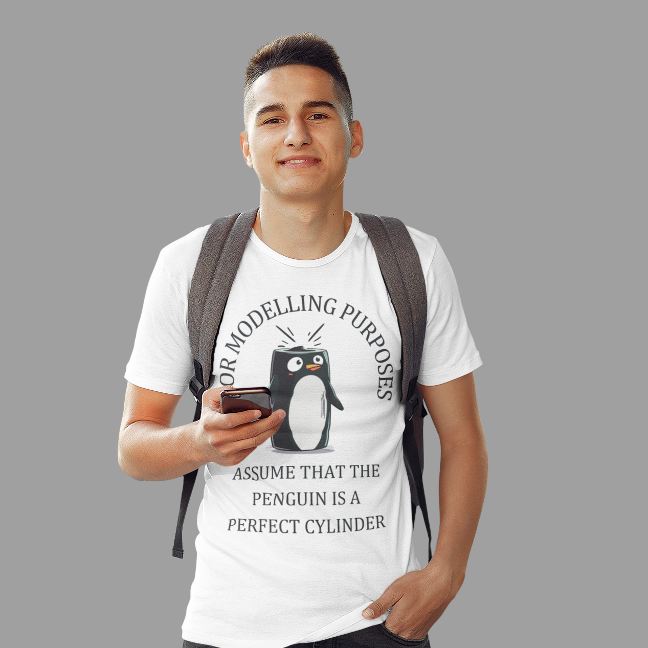 Unisex Maths Humour T-Shirt: Perfect Cylinder Penguin